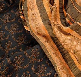 Krešovaný taft  žakárový vzor sv.hnědá/tm.hnědá