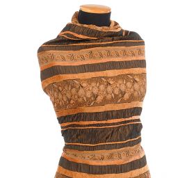 Krešovaný taft  žakárový vzor sv.hnědá/tm.hnědá