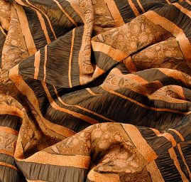 Krešovaný taft  žakárový vzor sv.hnědá/tm.hnědá