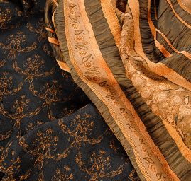 Krešovaný taft  žakárový vzor sv.hnědá/tm.hnědá