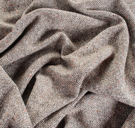 Látka na kabát vzor rybí kost hnědá/smetanová