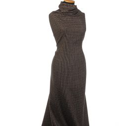 Látka na kostým vlna směs vzor kostky hnědá/béžová