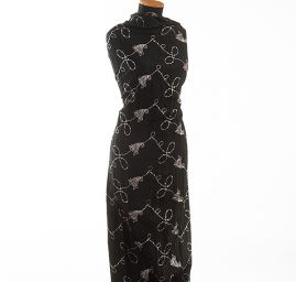 Taft kreš doplněn výšivkou černá/bílá