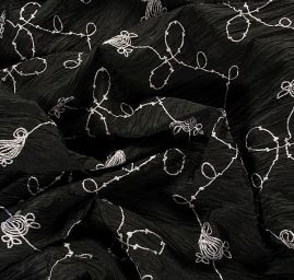 Taft kreš doplněn výšivkou černá/bílá