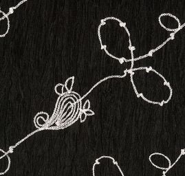 Taft kreš doplněn výšivkou černá/bílá