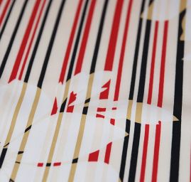 Hedvábný satén vzor pruhy a květy