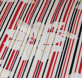 Hedvábný satén vzor pruhy a květy