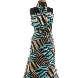 Satén nepružný zvířecí vzor modročerný