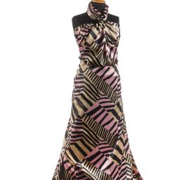 Satén nepružný motiv zvířecí černorůžový