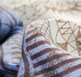 Viskózová letní látka vzor ornament modrá II.jakost