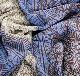 Viskózová letní látka vzor ornament modrá II.jakost