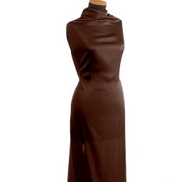 Pružný satén hladký hnědý matný