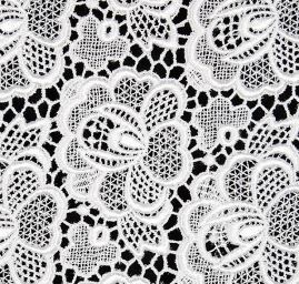 Hrubá krajka vzor velké růže bílá