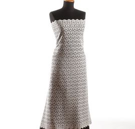 Hrubá krajka vzor růže/lístky bílá