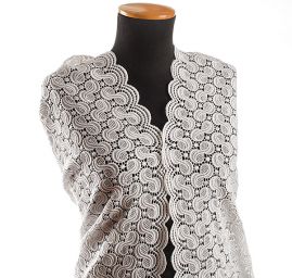 Hrubá krajka geometrický vzor bílá