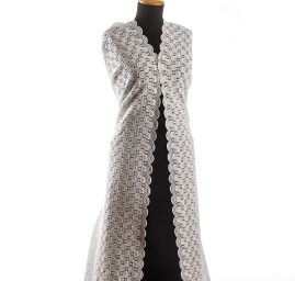 Hrubá krajka geometrický vzor bílá