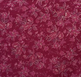 Pružný manšestr květinový vzor vínový