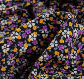 Úplet viskozový drobné květy fialové