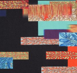 Mikado tkanina tisk květy/geometrický vzor