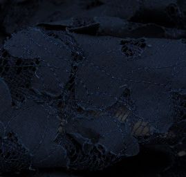 Krajka květy na tylu tm. modrá