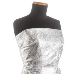 Brokát lamé paisley motiv stříbrnostříbrný