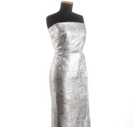 Brokát lamé paisley motiv stříbrnostříbrný