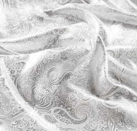 Brokát lamé paisley motiv stříbrnostříbrný