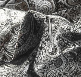 Brokát lamé paisley motiv stříbrnostříbrný