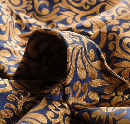 Brokát modrozlatý romantický vzor II.jakost