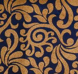 Brokát modrozlatý romantický vzor II.jakost