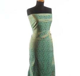 Brokát tyrkysovozlatý vzor květinový ornament II.jakost