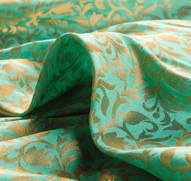 Brokát tyrkysovozlatý vzor květinový ornament II.jakost