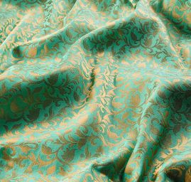 Brokát tyrkysovozlatý vzor květinový ornament II.jakost