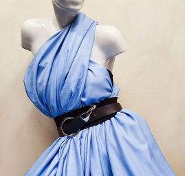Viskozová šatová látka pastel modrá