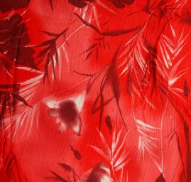 Šifon plise viskozový květinový vzor tm. červený