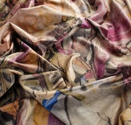 Sametová dekorační látka tisk abstraktní květy