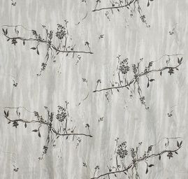 Organza tisk květinový vzor šedozelená