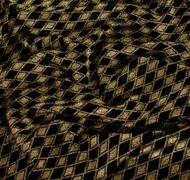 Vypalovaný samet černá/zlatá kosočtverce