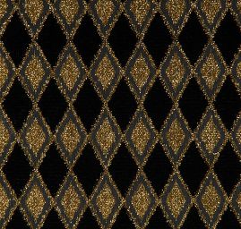 Vypalovaný samet černá/zlatá kosočtverce