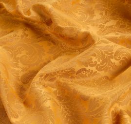 Žakárová látka květinový vzor okrovozlatá