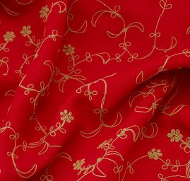 Len vyšívaný červený/režná výšivka