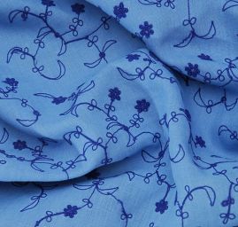 Len vyšívaný modrý/tmavě modrá výšivka