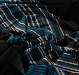 Úplet vzor proužky tyrkysová/černá/šedá/bílá