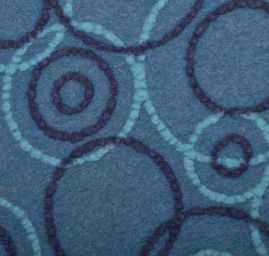 Látka efektní vlněný úplet motiv kruhů tyrkys