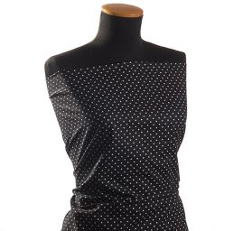 Bavlněná látka vzor puntík/květy černá II.jakost