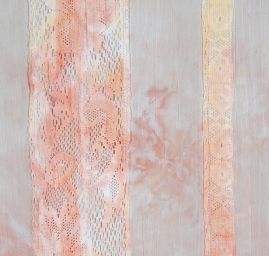 Šifon plise krajková aplikace s batikou pastel růžový