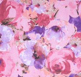 Žakárová letní látka tisk růže červená