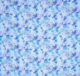 Žákárová letní látka tisk růže modrá