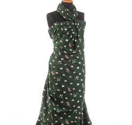 Bavlněná látka vzor praporky/květy zelená