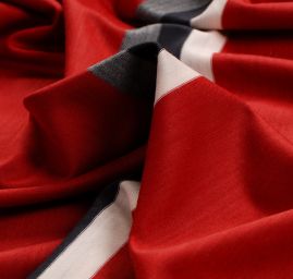 Úplet vlněný červený s pruhy